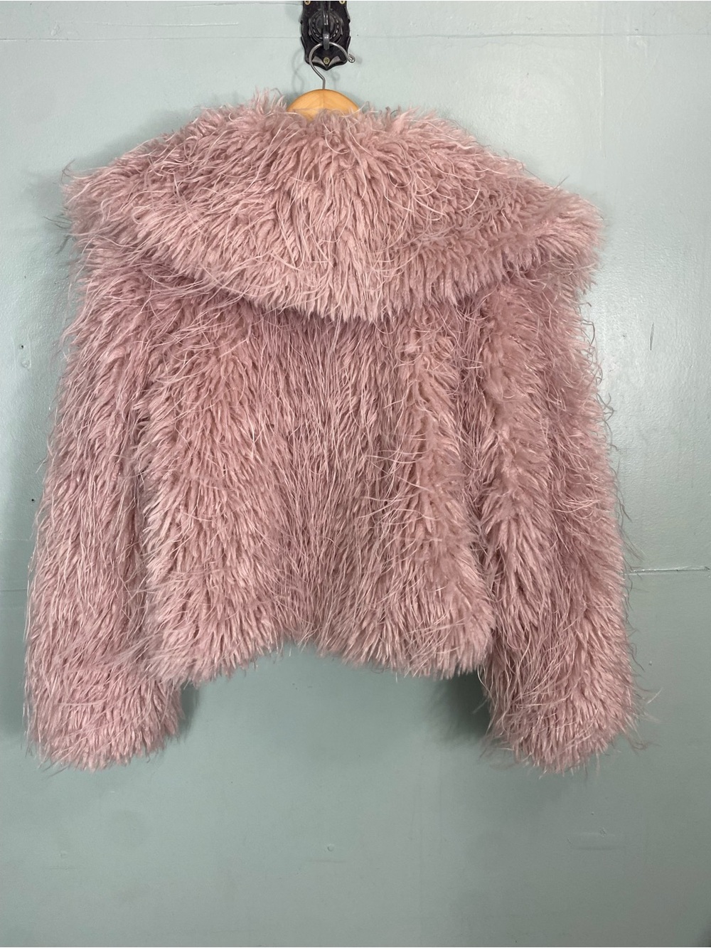 Free People Moonlight Faux Fur Jacket Shaggy Dusty Pink Large - Picture 4 of 8